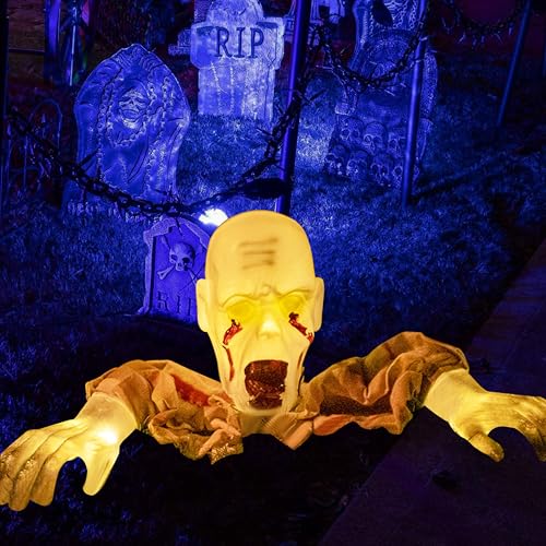 Halloween Decorations Outdoor Groundbreaker - Lighted Skeleton Zombie Stakes, Creepy Graveyard Halloween Decor for Yard, Lawn, Garden, Indoor, Halloween Haunted House Prop Décor