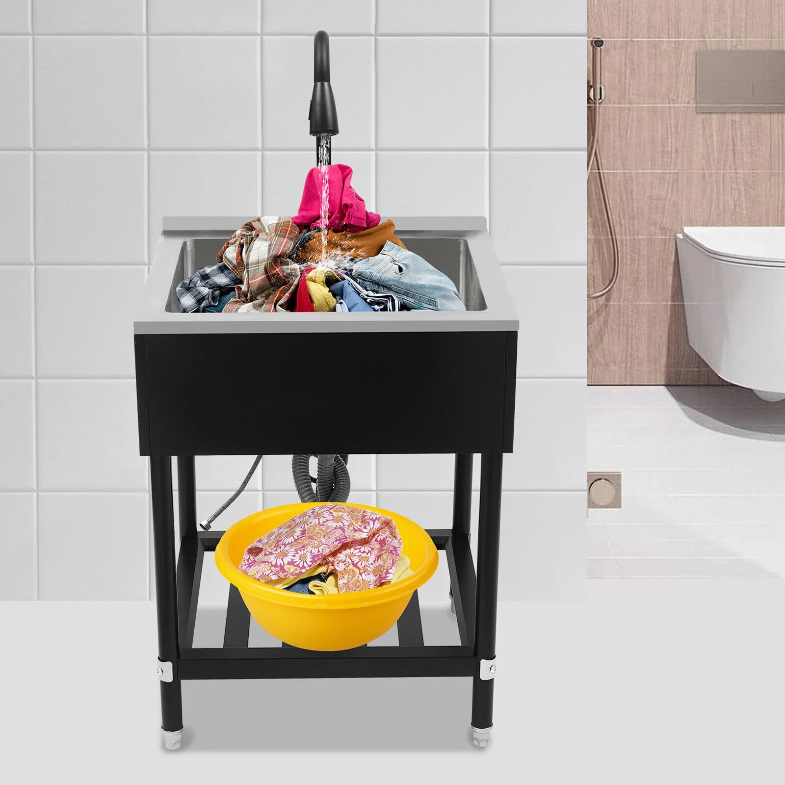 Stainless Steel Commercial Sink Catering Kitchen Prep Table Single Bowl Durable