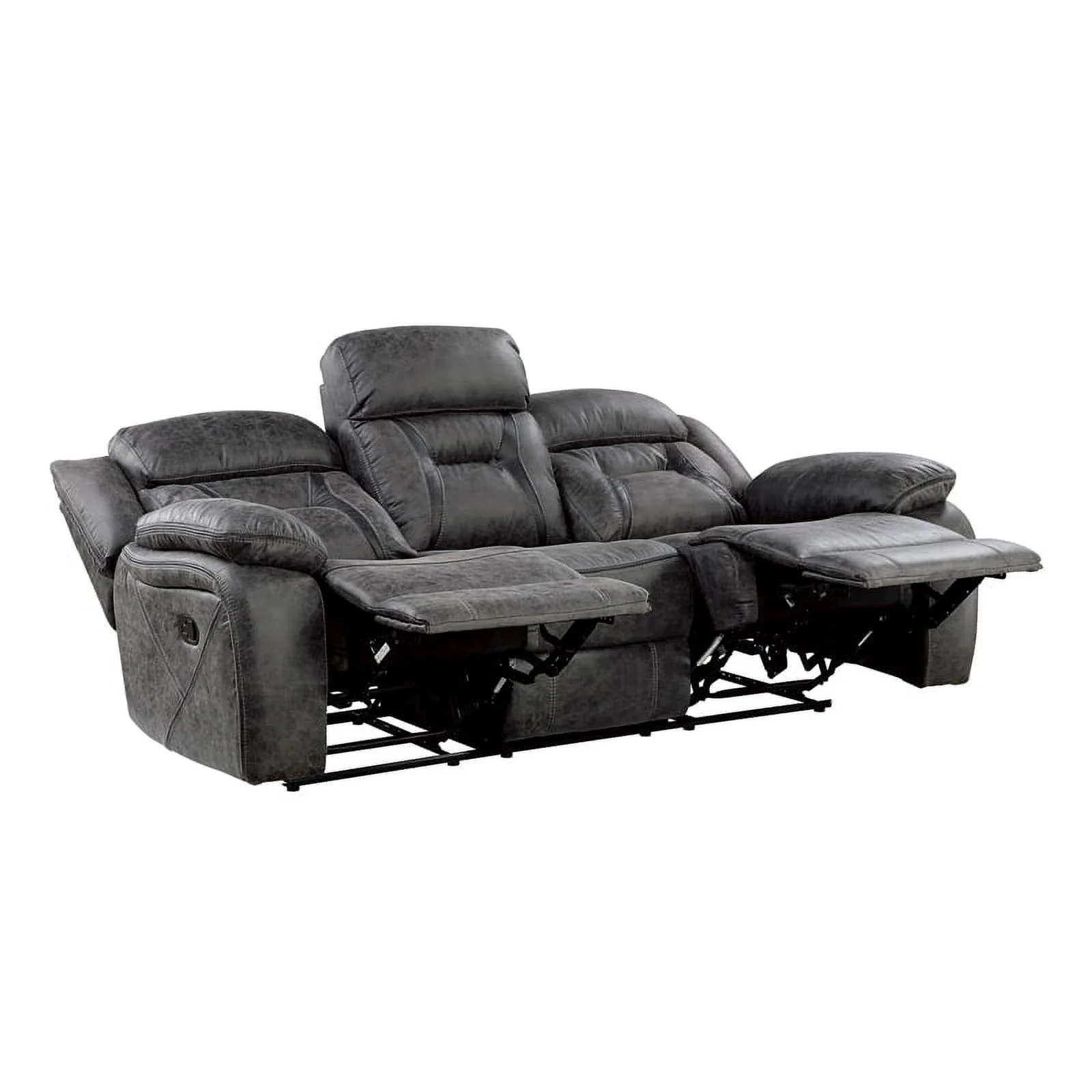 Lexicon Madrona Microfiber 2-Piece Upholstered Manual Reclining Sofa Set in Gray
