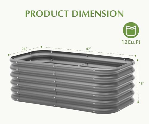 2-Pack 2x1ft Galvanized Raised Garden Bed, Outdoor Planter Bed, Metal Planter Box for Gardening and Planting