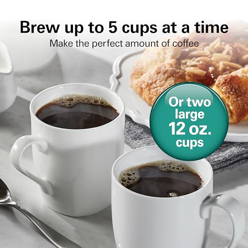 Hamilton Beach 5 Cup Drip Coffee Maker with Easy FrontFill Basket, Compact Design, Programmable Clock, Glass Carafe, Auto Pause and Pour, Black & Stainless Steel (46111)