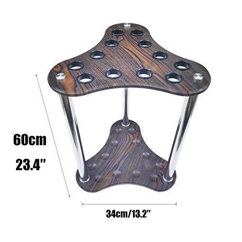 Freestanding Wooden Billiard Cue Rack Stand – Holds 12 Pool Cues, Durable Wood Grain Finish, Easy Assembly, Scratch & Water-Resistant, Perfect for Game Rooms