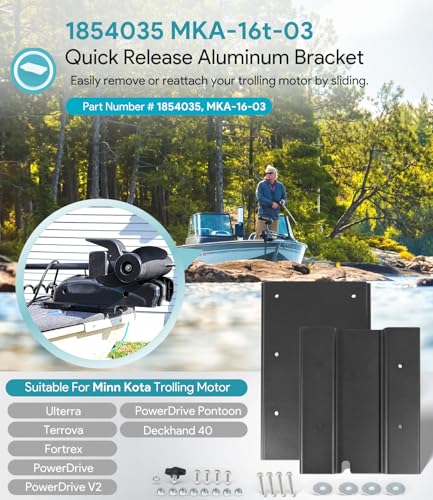 Replacement for Minn Kota 1854035 MKA-16-03 Trolling Motor Quick Release Bracket Compatible with Ulterra, Terrova, PowerDrive, PowerDrive V2, PowerDrive Pontoon and Deckhand 40, Black Aluminum
