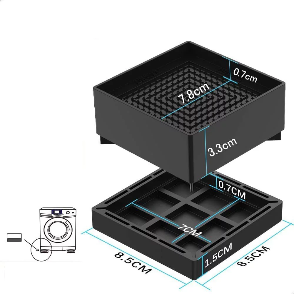 Bed Risers Heavy Duty Furniture Risers Square Stackable Black Polypropylene Plastic 0.11 lb