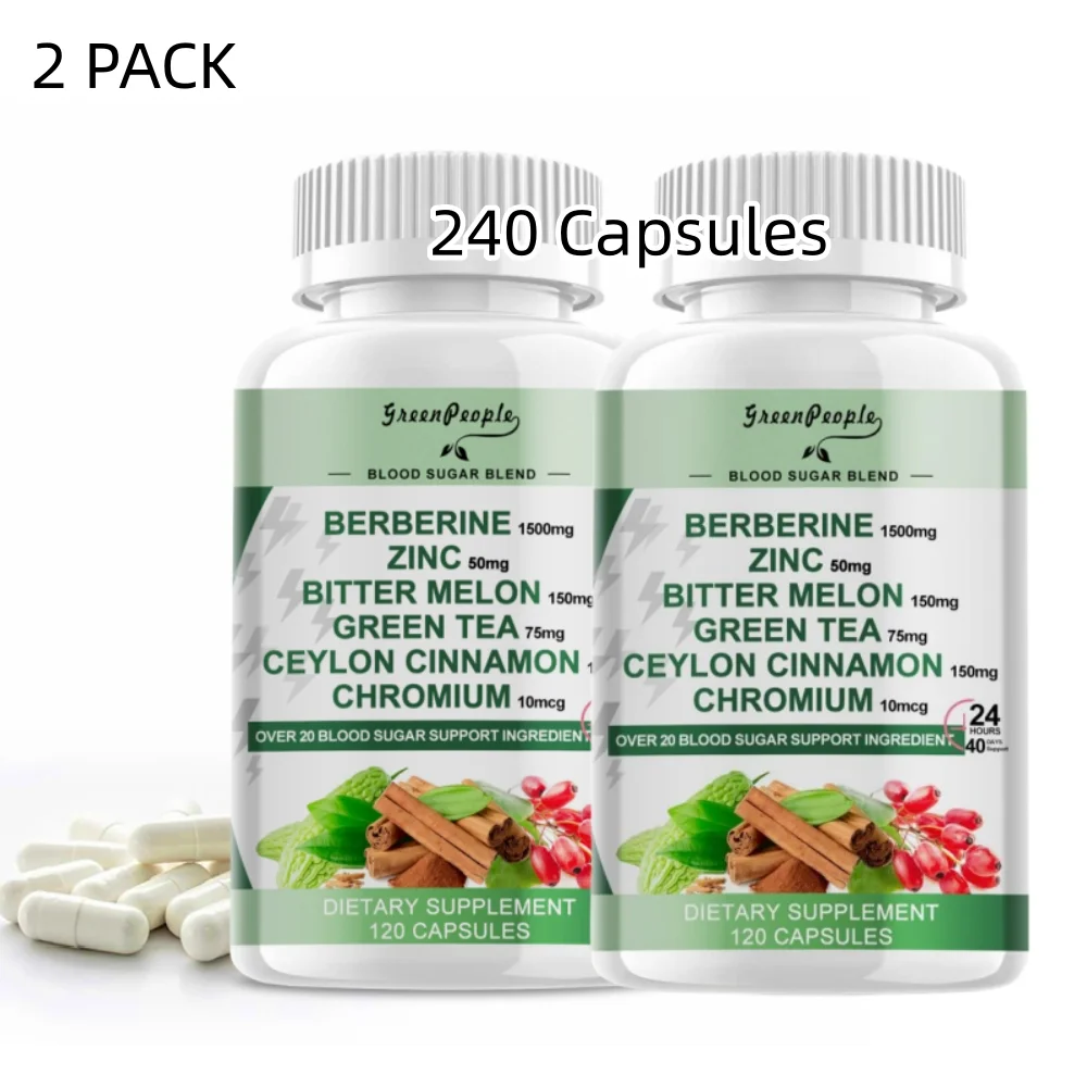 (2 PACK)Berberine Supplement 1500mg - 240 Capsules - Berberine HCI Root Supplements Pills - for Immune Support & Weight Management - Non GMO Gluten Free Veggie Capsules