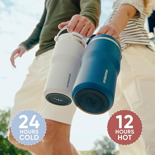 Hydrapeak Nomad 24 oz Tumbler with Handle and Straw Lid, Leakproof, Double Insulated, 24oz Cup Stainless Steel (Blush)