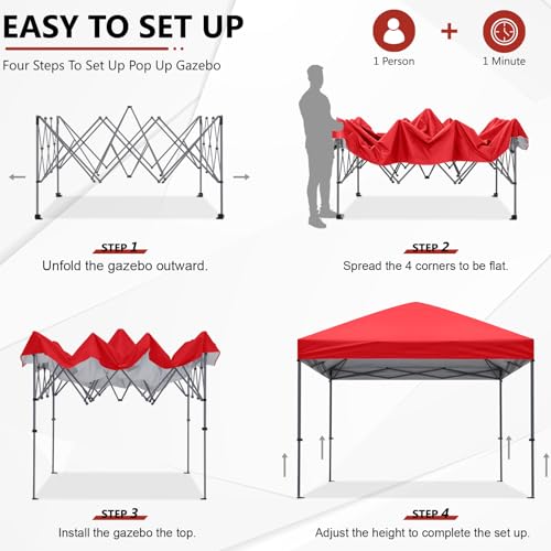 ABCCANOPY Pop Up Canopy - Outdoor Patio Portable Canopy Tent Heavy Duty for Backyard and Deck with 4 Sandbags(White, 10x10)