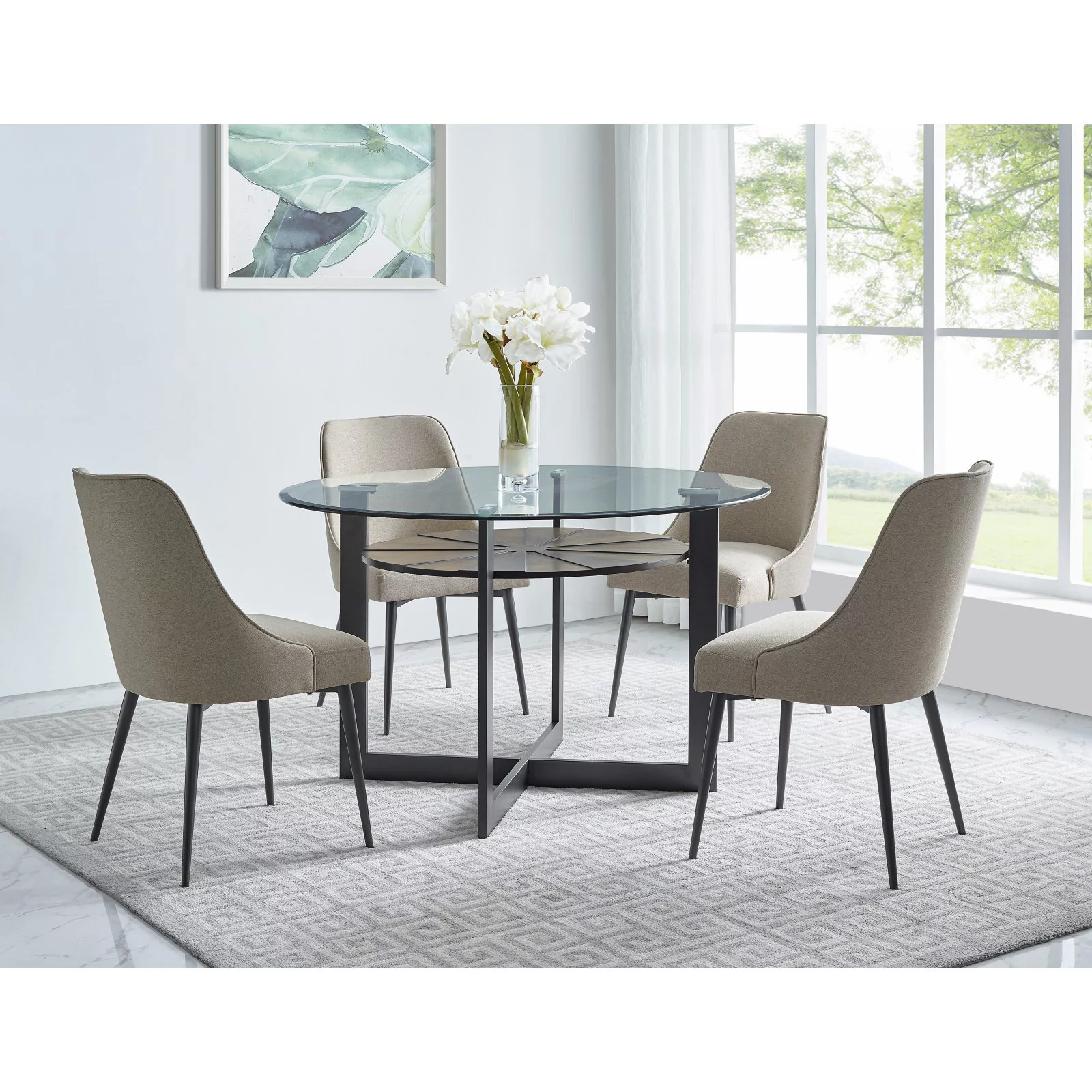 Olson Medium Brown Metal Base Dining Table