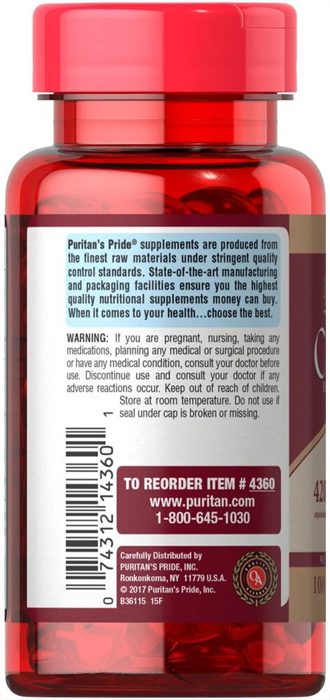 Puritan's Pride Cranberry Fruit Concentrate with C & E 4200 mg 100softgel