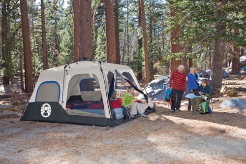 Coleman Instant Tent with 1-Minute Setup, 4/6/8/10 Person Tent with Pre-Attached Poles, Air Vent, & Carry Bag