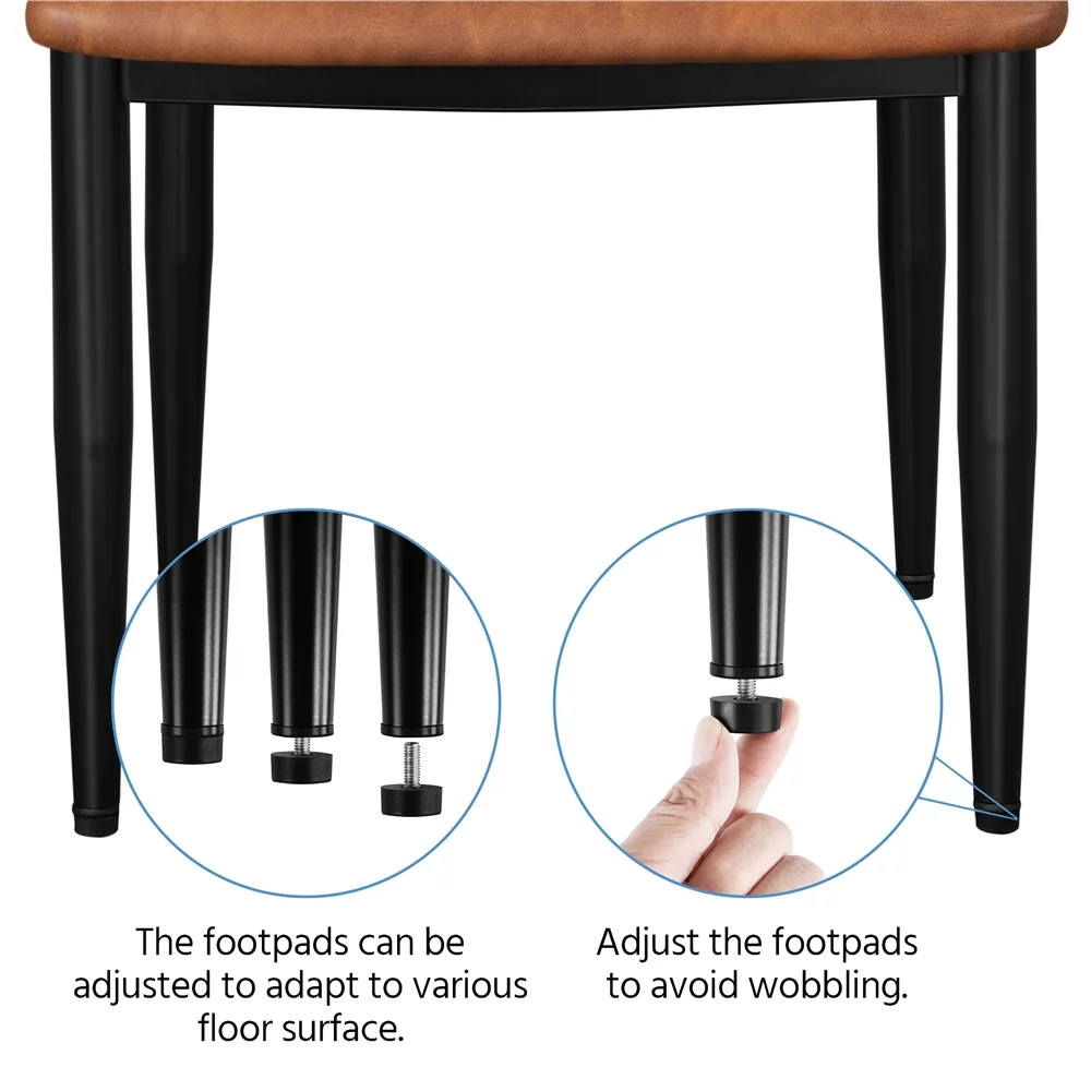 Yaheetech Set of 2 Modern PU Leather Dining Chairs with Backrest, Retro Brown