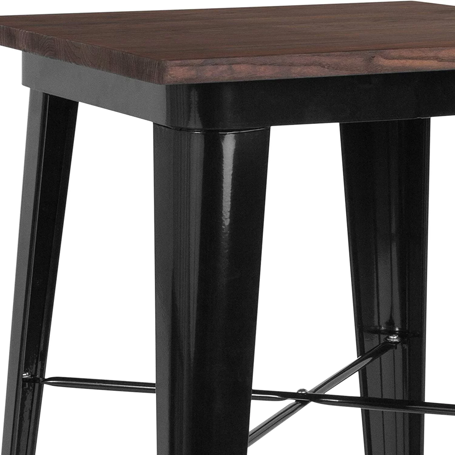 Square Black/Wood Metal Indoor Bar Height Table
