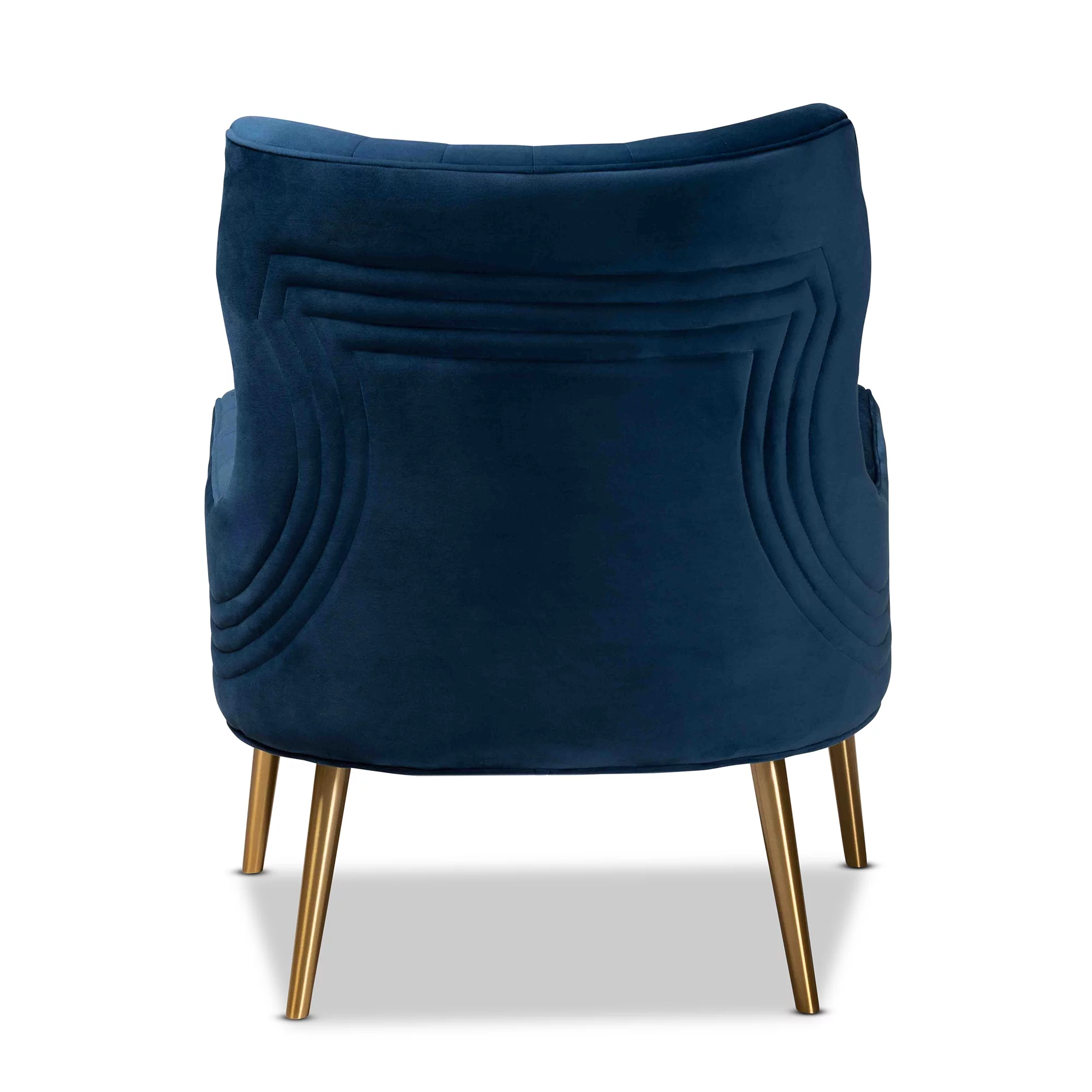 Baxton Studio Nelson Wingback Chair, Navy Blue and Gold