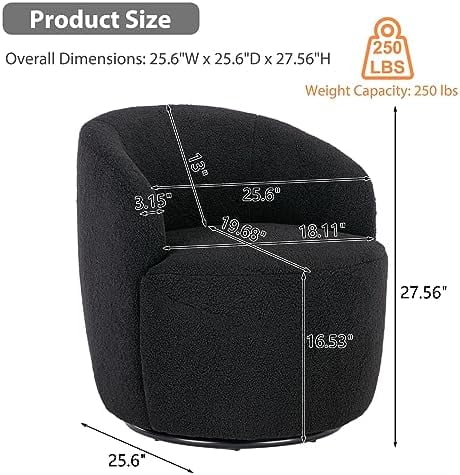 xrboomlife Swivel Barrel Chair  Teddy Sherpa Upholstered Modern Round Accent Arm Chairs   Degree Swivel Small Single Sofa Armchair for Nursery Living Room Bedroom (Teddy  Ivory)