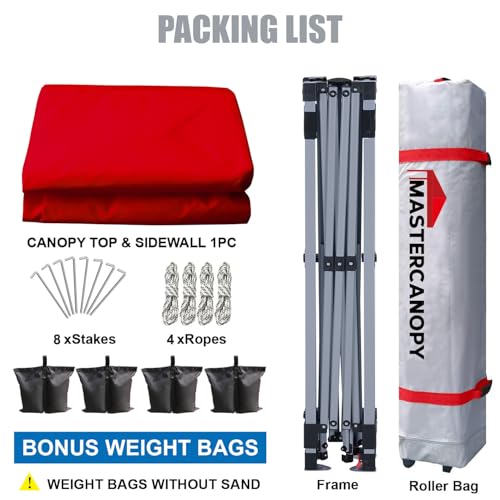 MASTERCANOPY Durable Pop-up Canopy Tent with 1 Sidewall (10'x10',White)