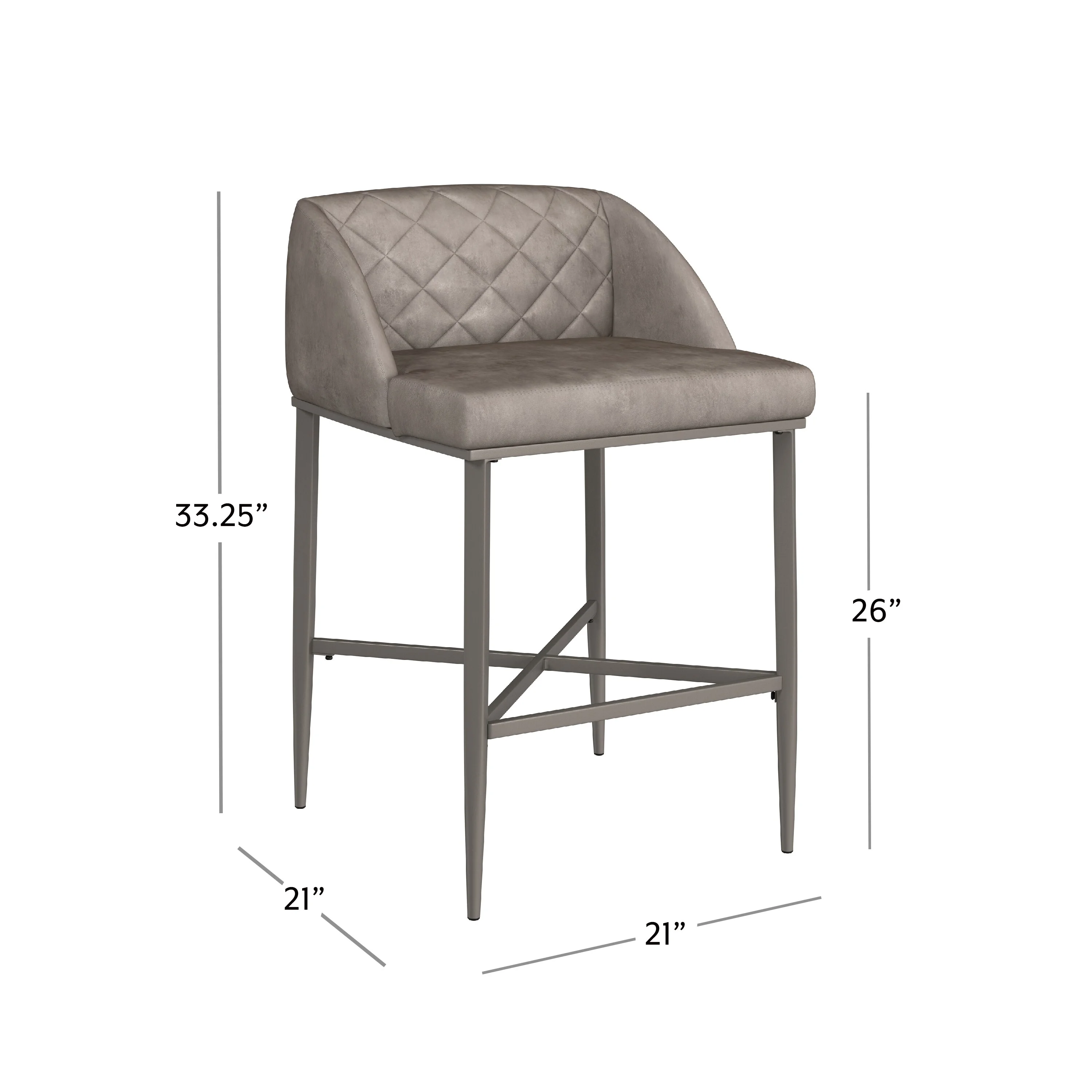 Hillsdale Carson Carrington Jugennes Metal Counter Height Stool, Set of 2, Pewter - 33.25H x 21W x 21D; Seat Height: 26H