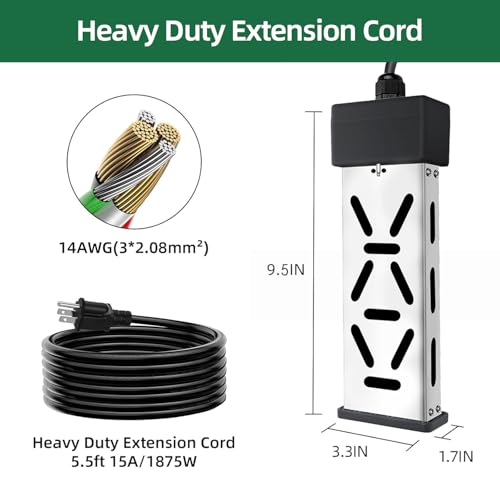 Immersion Water Heater 1800W, Portable Mini Pool Heater, Bucket Heater, Adjustable Thermostat, Real Time Temperature Display, Anti Dry Burn Protection, for Bathtub, hot tub, Inflatable Pools, 120V