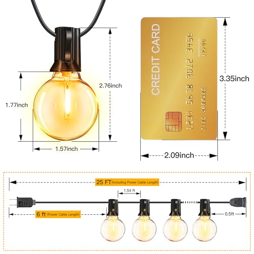Ollny Christmas Lights 30FT 30Bulbs, RGBW Color Changing Outdoor Light, Plug in Remote Waterproof Shatterproof Timers G40 String Lights for Patio Balcony Porch Camping Deck Yard