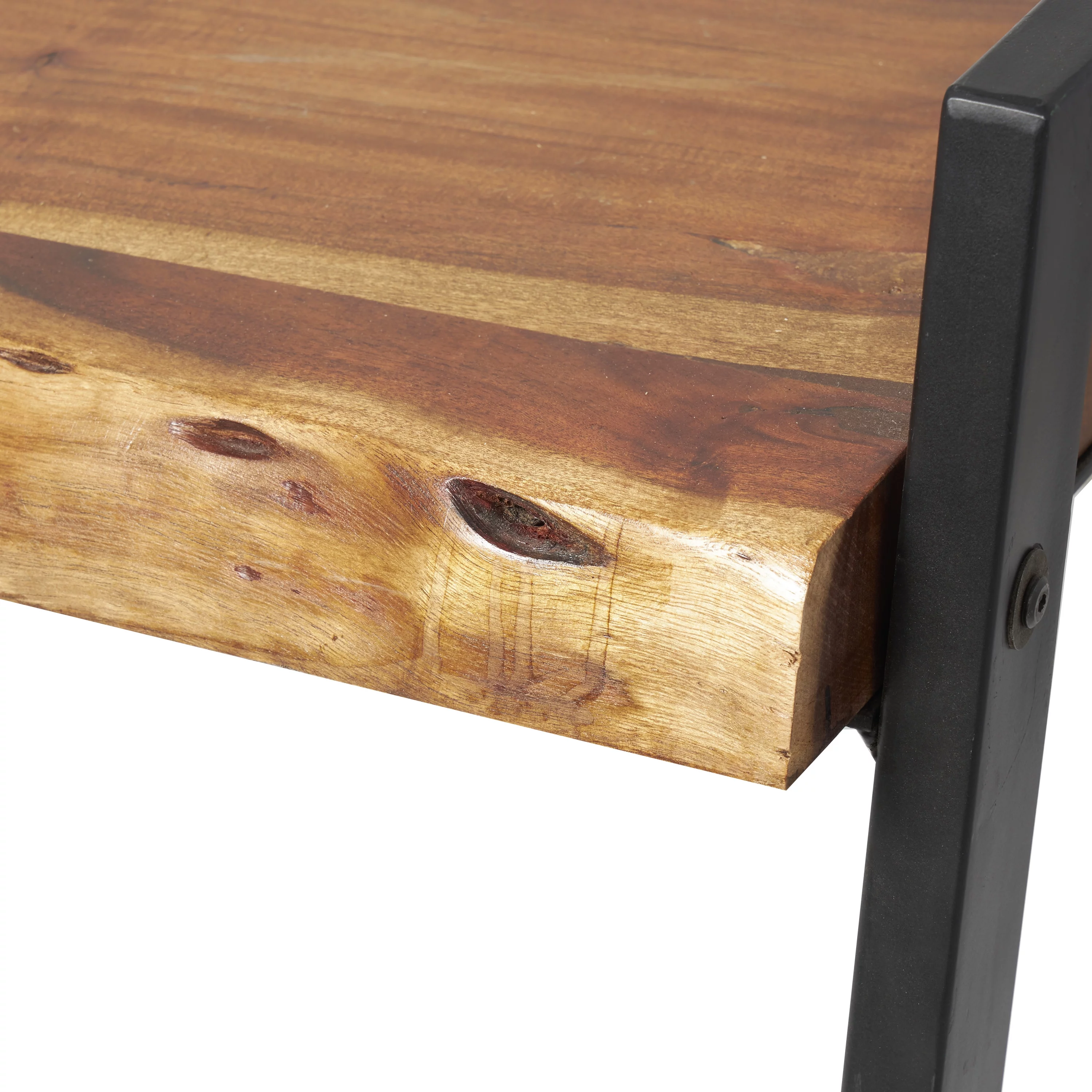 DecMode Wood Live Edge Top Bench, Brown