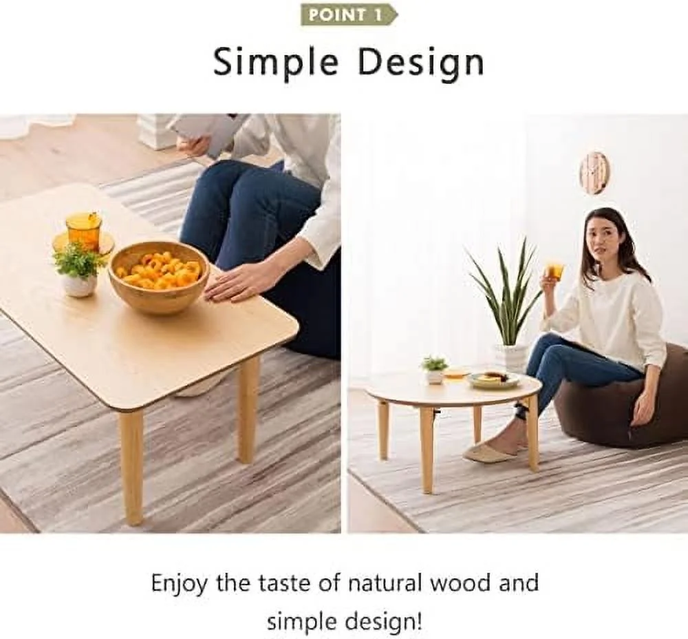 HJZBNONE Wood Folding Coffee Table Rectangle Small (17.7"x23.6") White  Floor Sitting Low Table Small Space Minimalist Japanese Tatami Room