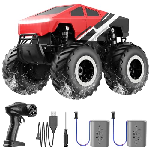 WayEee RC Car Kids Toys for Ages 6+, Remote Control Car Waterproof Monster Truck, Amphibious 4WD All Terrain Off-Road Pickup, 1:16 Scale, 2.4GHZ Vehicles, Boys Christmas Kids Birthday Gift/Black