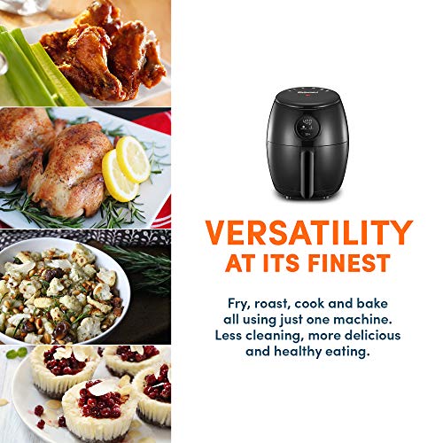 Elite Gourmet EAF0852SS 8.5Qt. Capacity Air Fryer Oven, Air Fry, Broil, Toast, Bake & Broil with Convection, Time and Temperature Controls, 800-Watts, Includes 25 Delicious Recipes, Stainless Steel