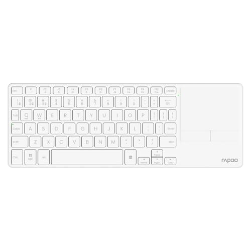 Rapoo E900T Portable Wireless Keyboard with Touchpad, Multi-Device HTPC Keyboard for PC-Connected TV/Tablet/Steam Deck/Gaming Console/Raspberry Pi/Mini PC - Support Touch Gestures for Windows & Mac