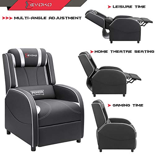 Devoko Massage Gaming Recliner Chair PU Leather Home Theater Seating Single Modern Living Room Sofa Recliners (Red)