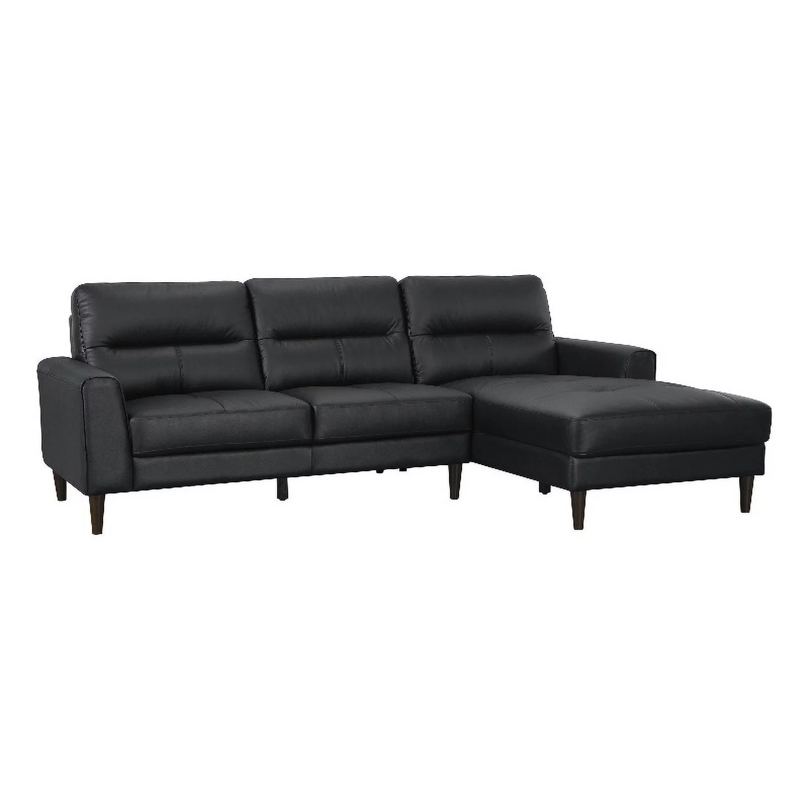Lexicon Lewes 2-Piece Leather Match Sectional with Right Chaise in Black