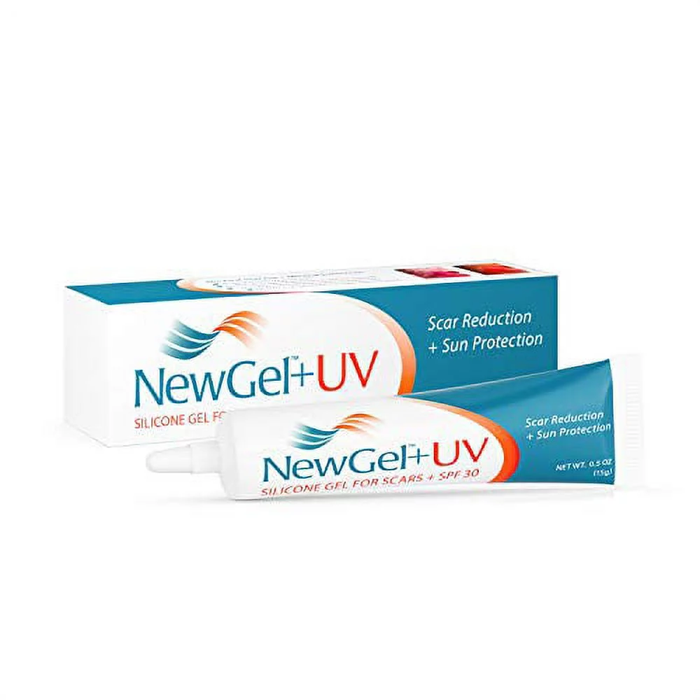 NewGel+UV Silicone Gel for Scars + SPF 30, Medical Grade Silicone with Mineral Sunscreen. 15g (0.5 oz)