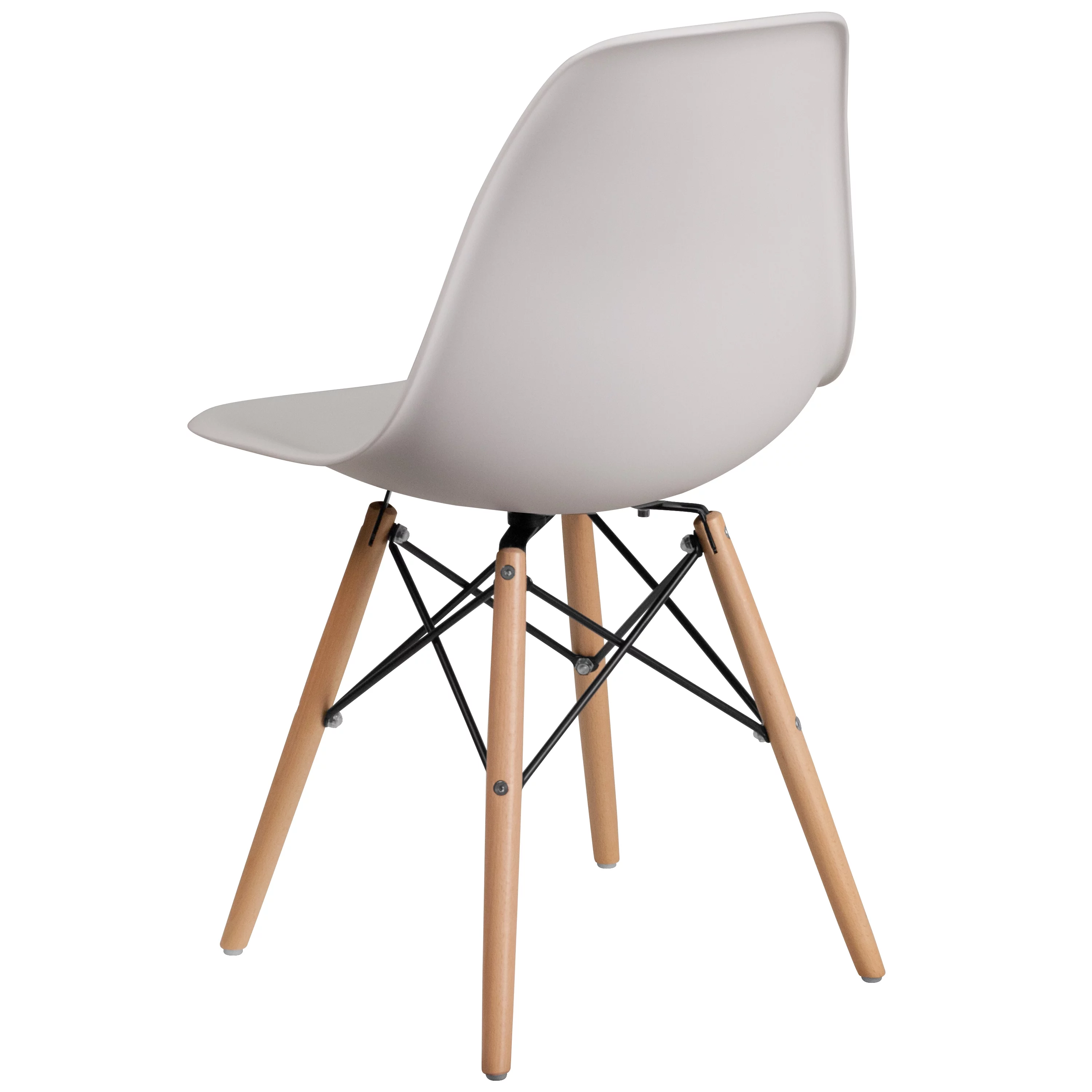BizChair 2 Pack White Plastic Chair with Wooden Legs