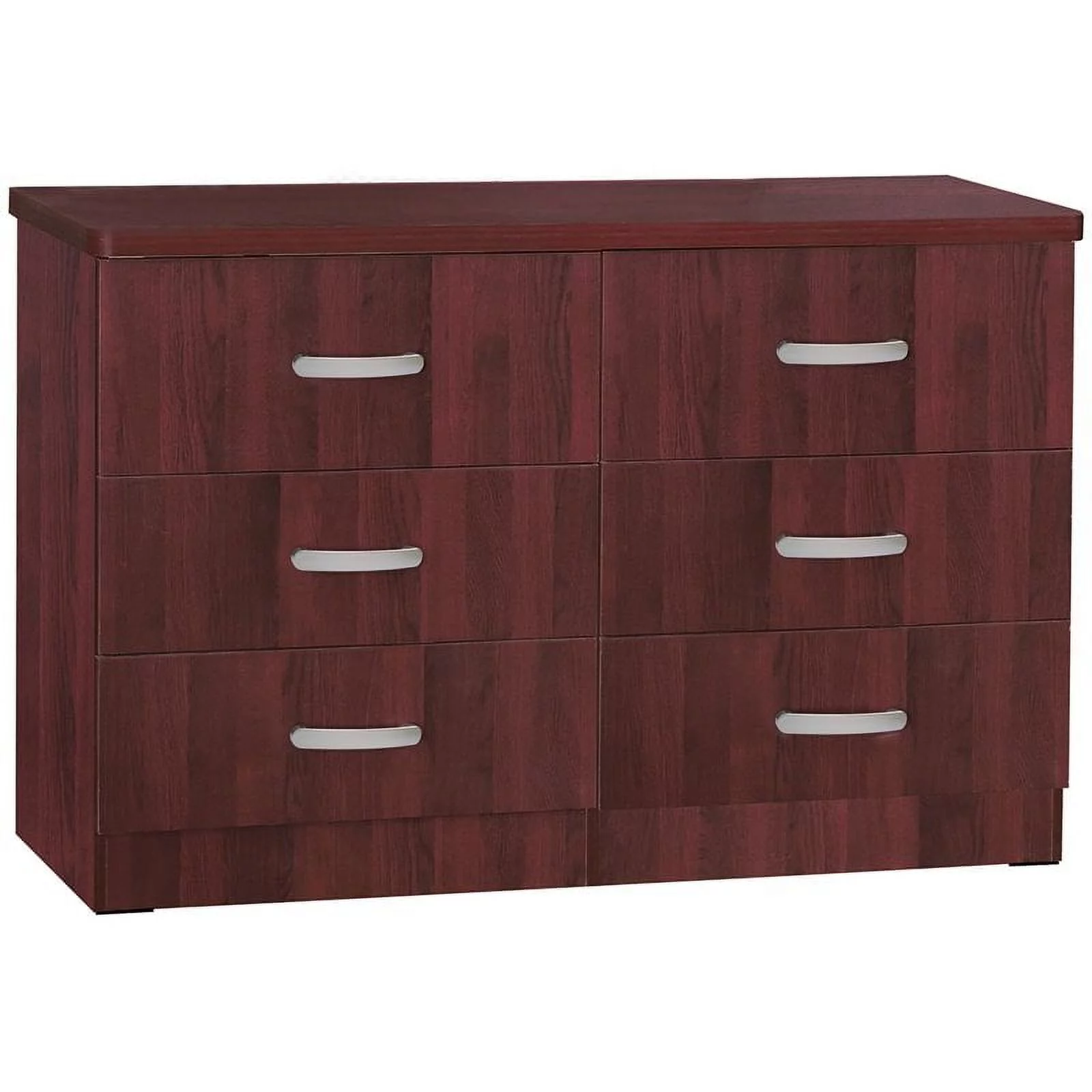 Pemberly Row Modern 6 Drawer Engineered Wood Dresser in Mahogany