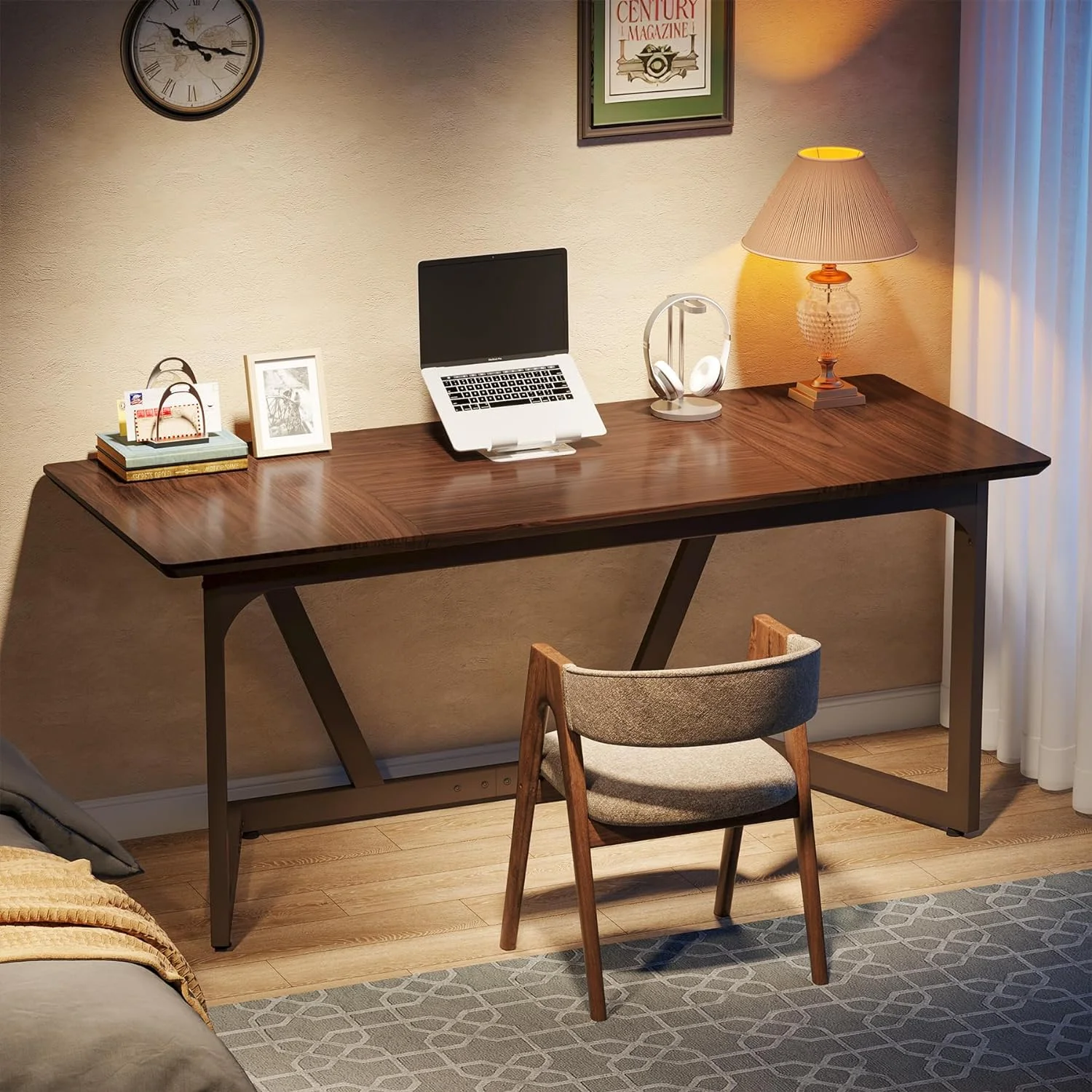 Tribesigns Computer Desk, 55 Wood inch Home Office Desk, 30