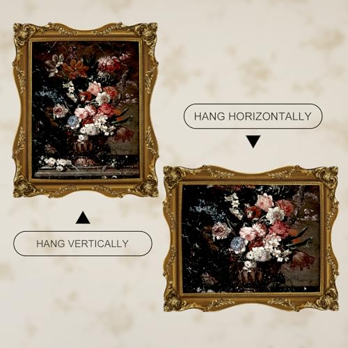 8x10 Black Vintage Picture Frame with Mat for 5x7 or 8 x 10 Photos, Ornate Baroque Gothic Victorian Frames, Tabletop or Wall Display, Antique Home Decor Accent