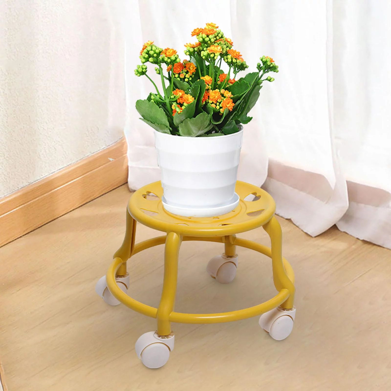 Low Roller Stool Swivel Roller Seat Comfortable Small Lightweight Sturdy Round Sliding Stool with Universal Wheels for Barber Shop Fitness