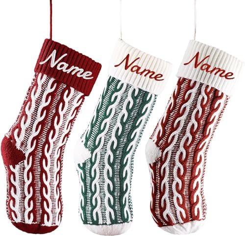 Bemaystar Personalized Christmas Stockings - 18.5'' Embroidery Custom Christmas Stockings with Names, Burlap Plaid Stockings Xmas Decor Gifts for Family Kids Holiday Party, 1-Pack Choose Any Styles