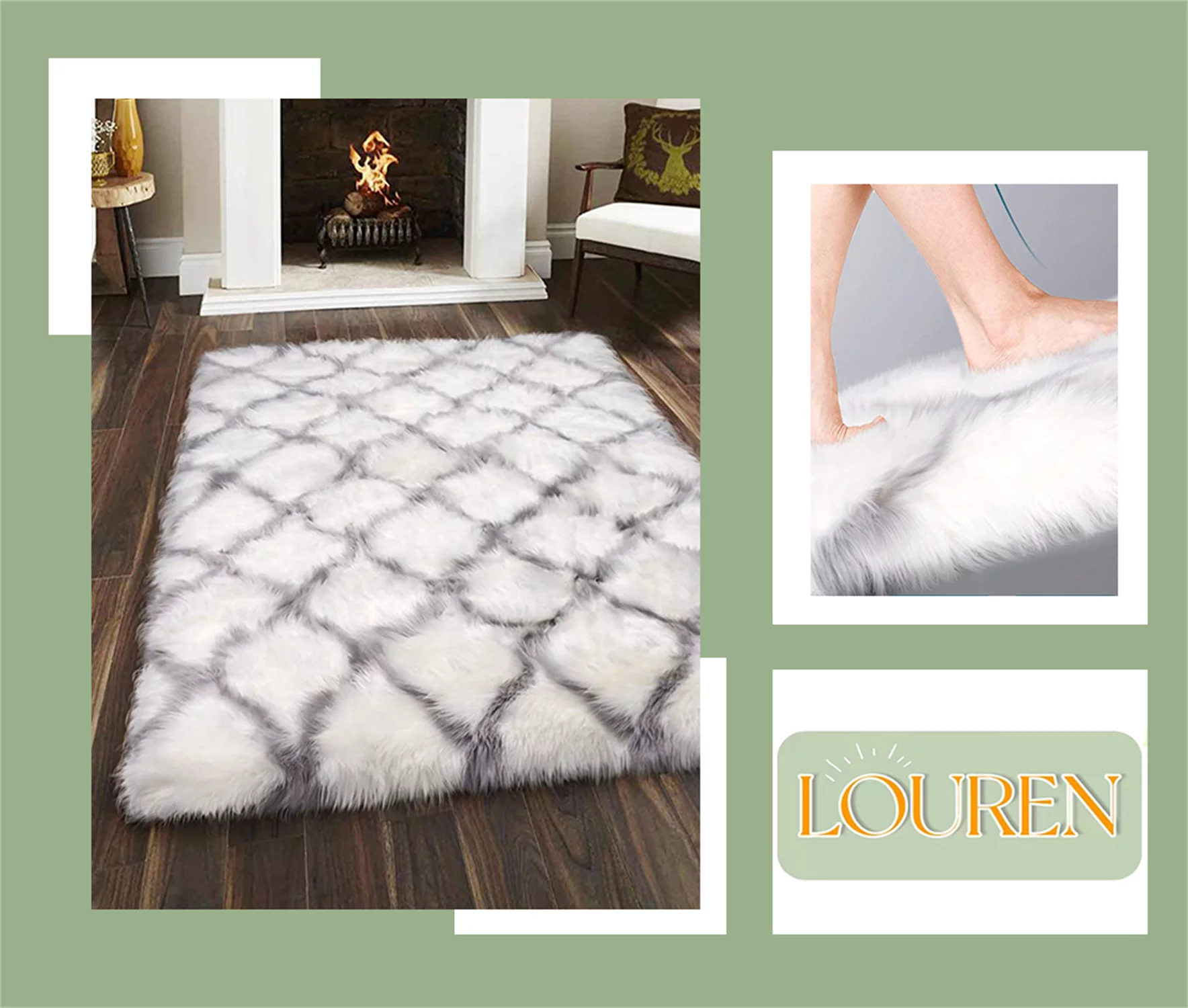 Fashionable and durable Fluffy Faux Fur Rug Nice for Women Teen Girls, Fuzzy Shag Area Rug