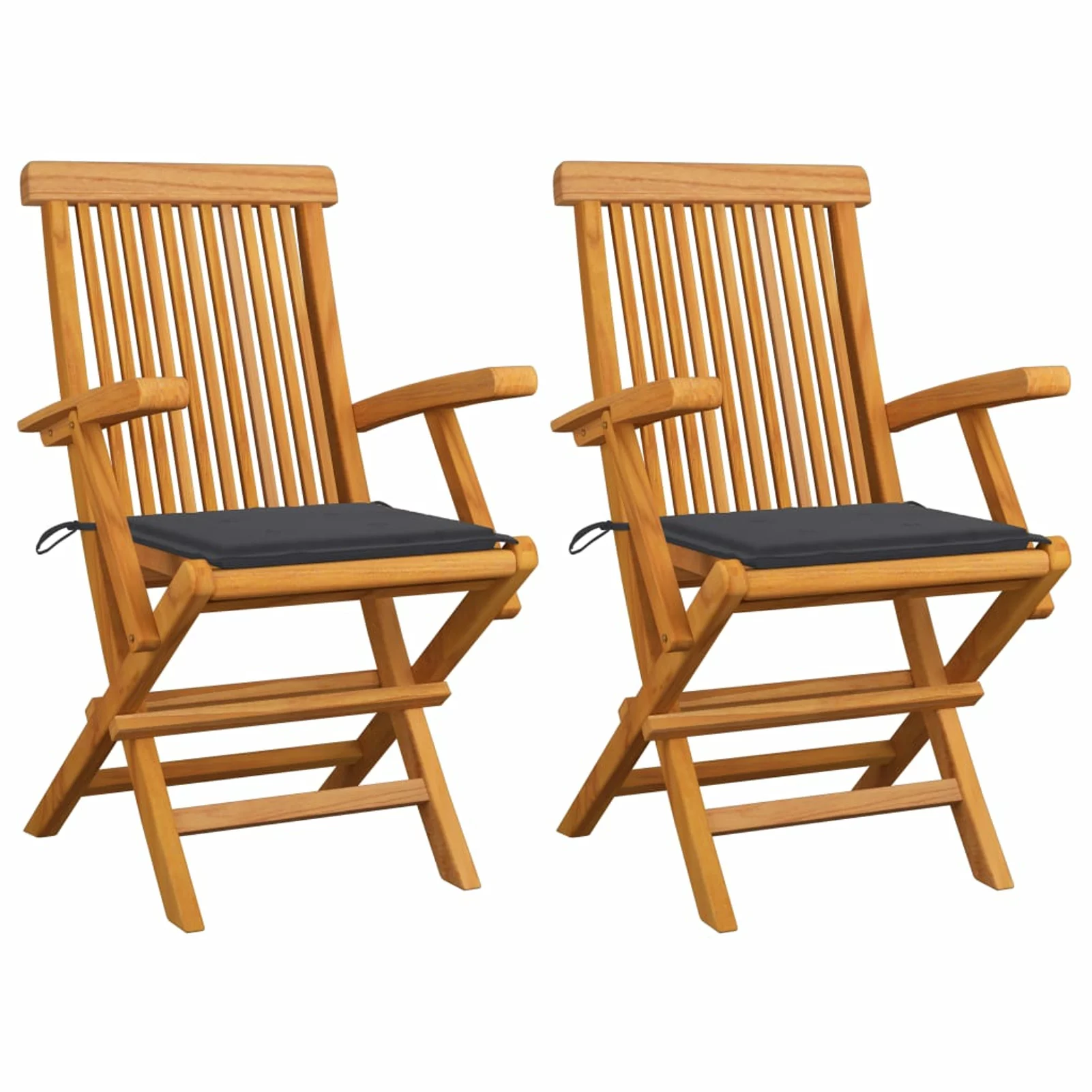 Dcenta 2 Piece Folding Garden Chairs with Cushion Teak Wood Outdoor Dining Chair for Patio, Backyard, Poolside, Beach 21.7 x 23.6 x 35 Inches (W x D x H)