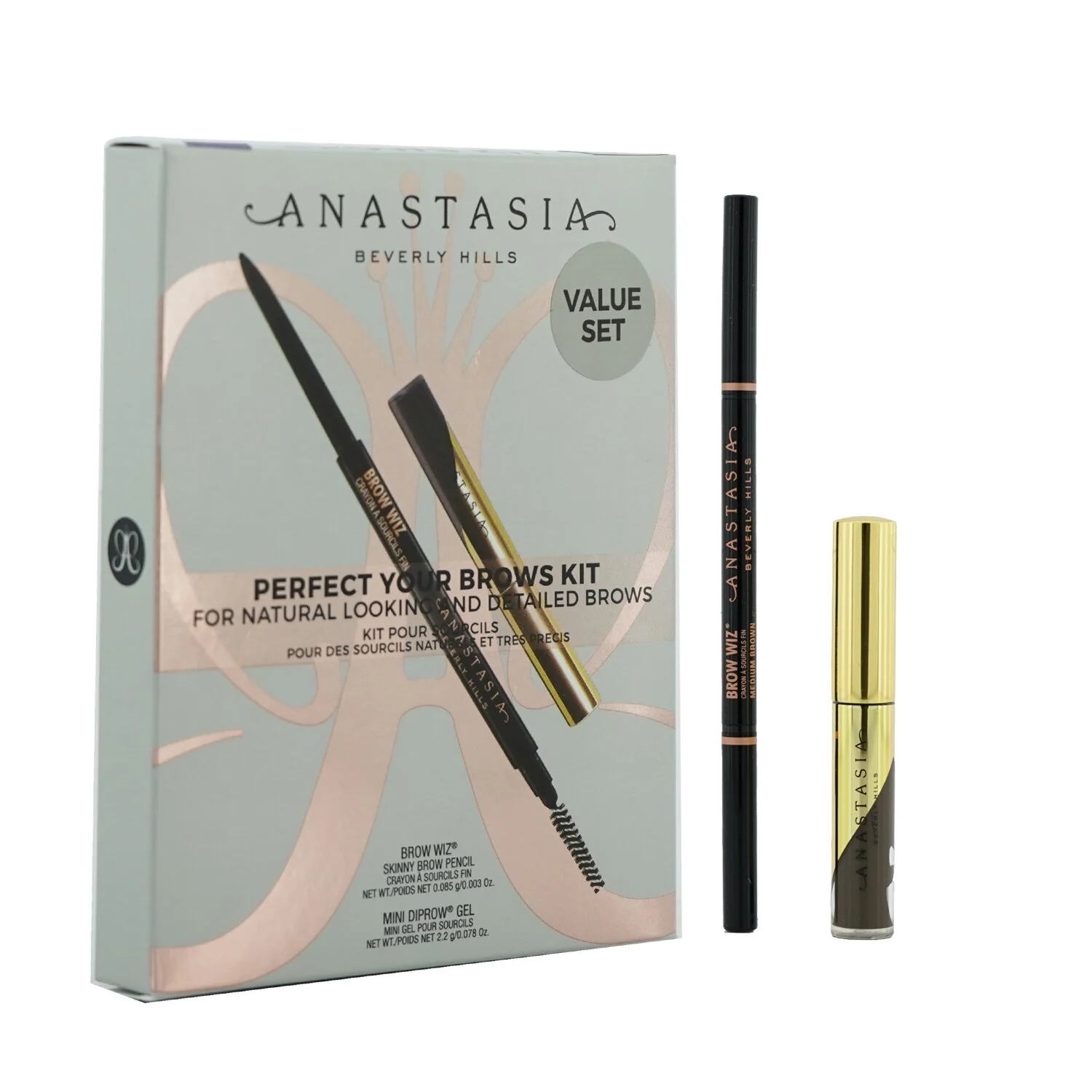 Anastasia Beverly Hills Perfect Your Brows Kit (Brow Wiz + Mini Dipbrow Gel) - # Dark Brown  2pcs