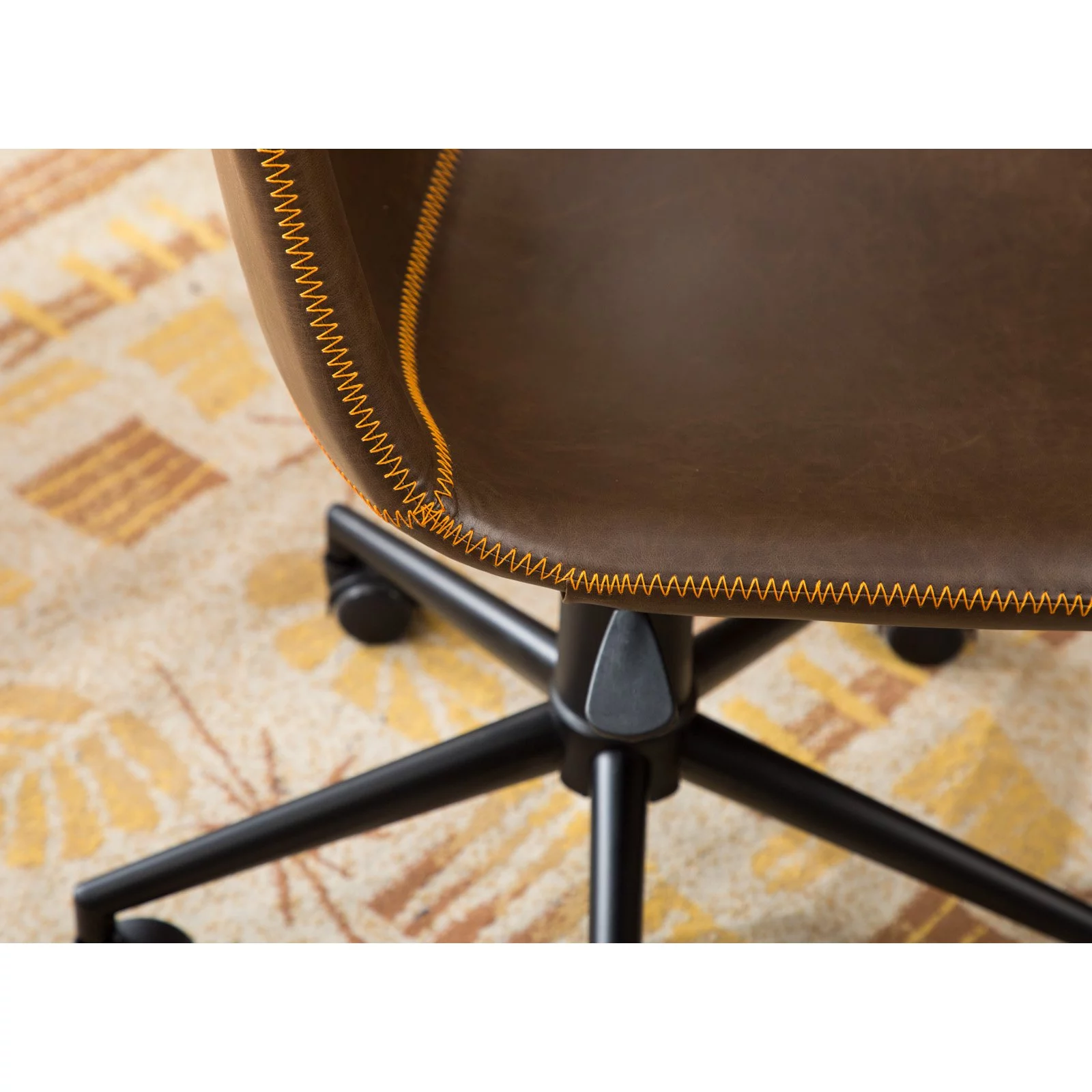 Roundhill Furniture Cesena Faux Leather Swivel Office Chair in Antique Gray