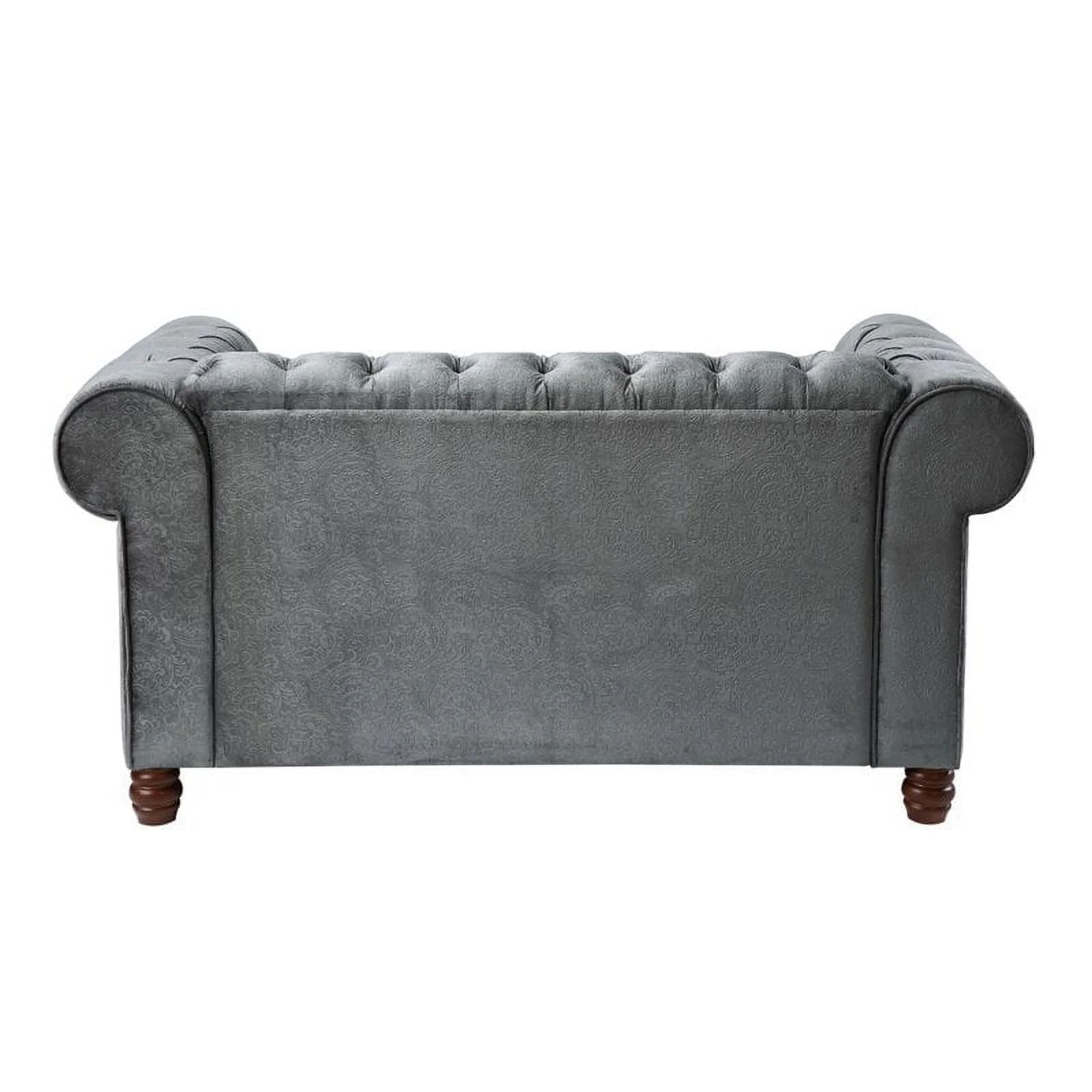 Pemberly Row Velvet Chesterfield Loveseat in Dark Gray