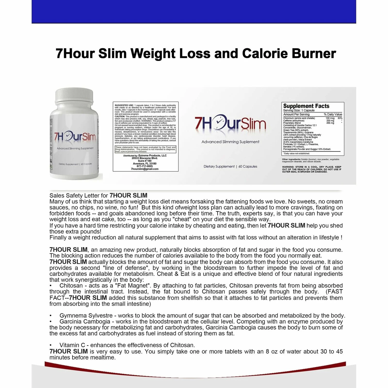 7 Hours Slim Fat Burner Diet Pills Advanced Weight Loss 120 Capsules ( 2 pack )