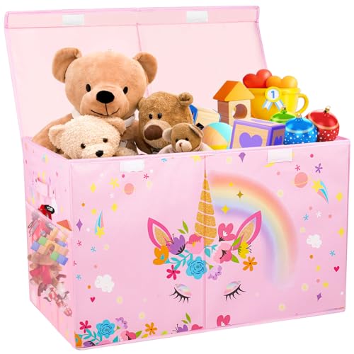 Large Toy Box, Collapsible Sturdy Kids Storage Organizer for Boys Girls, 25
