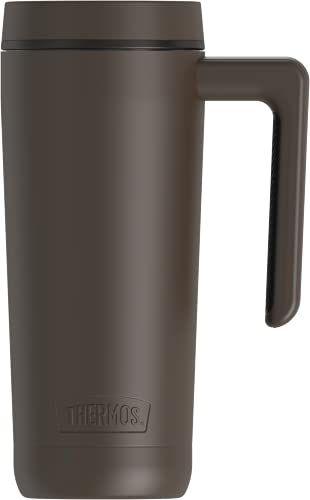 THERMOS ALTA SERIES Stainless Steel Mug 18 Ounce, Matte Steel/Espresso Black
