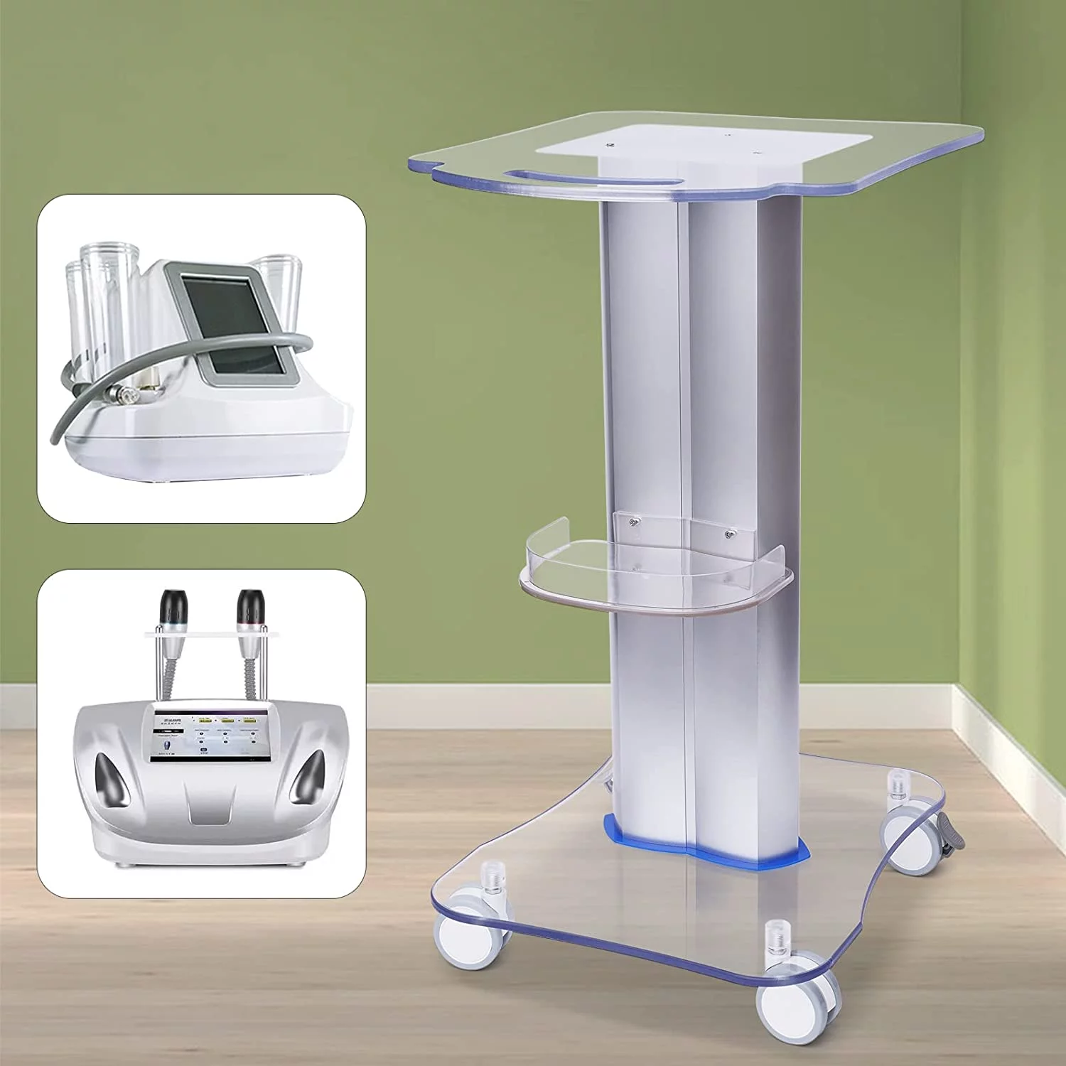 MIDUO 3-Tiers Beauty Salon Machine Stand Rolling Cart Beauty Trolley