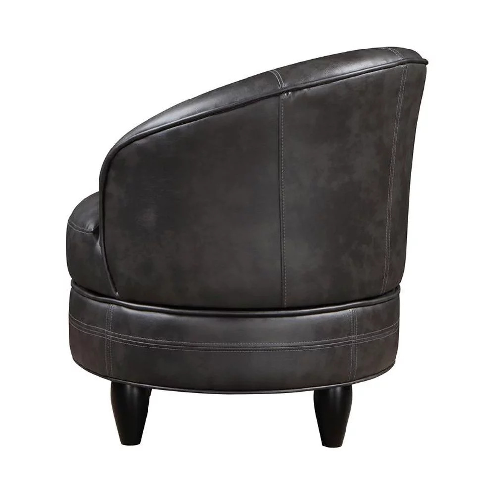 Sophia Swivel Accent Chair in Gray Faux Leather