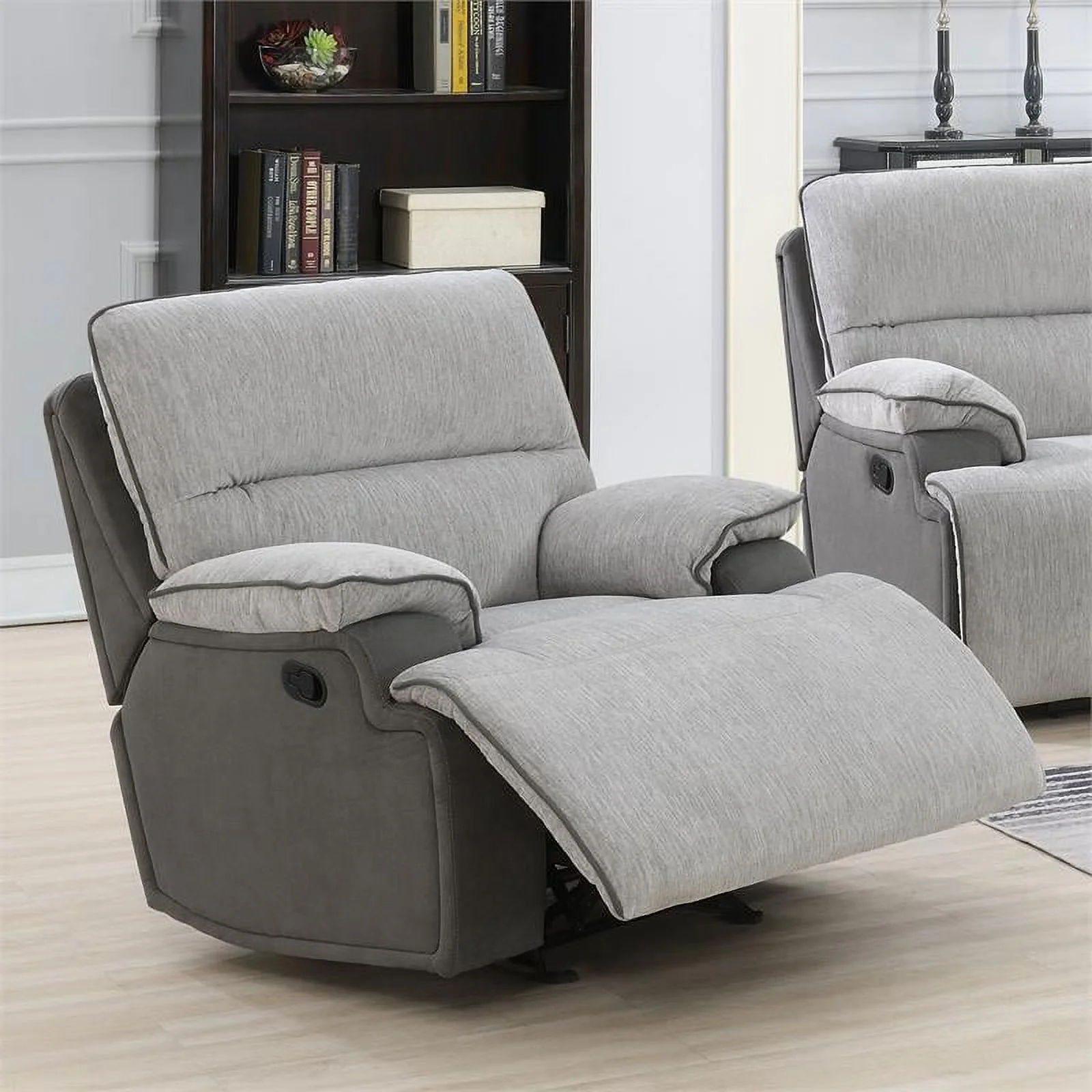 Steve Silver Cyprus Light Gray Fabric Recliner Chair