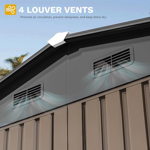 DWVO 6x4ft Storage Shed for Outdoors, Metal Sturdy Weatherproof Tool Locker with Secure Door and Ventilation for Equipment, Mowers, Bikes, Outdoor Spaces, Dark Gray