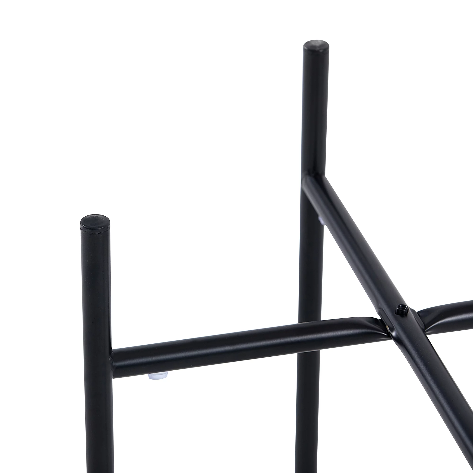 2-Tier End Table,Faux Marble Tabletop Round Coffee Table with Black Metal Frame, Black