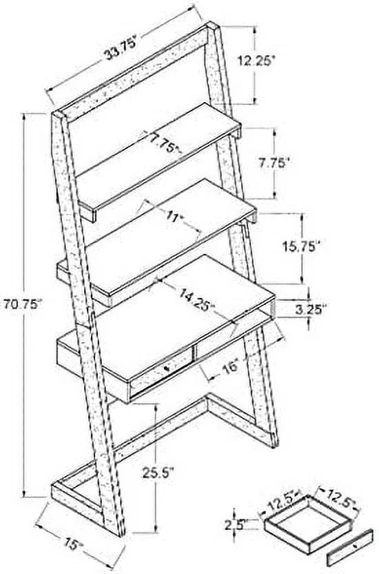 Lazlo Wood Writing Desk With Shelves In Distressed Gray